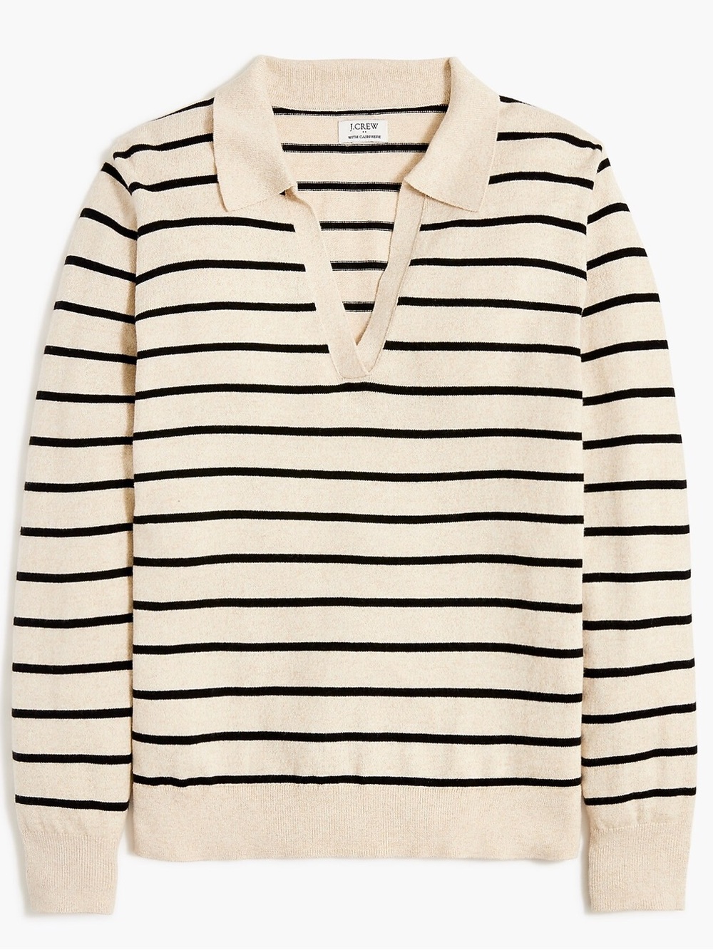 J. Crew Cashmere Blend Striped Cotton-Blend Polo Neutral Stripe XL